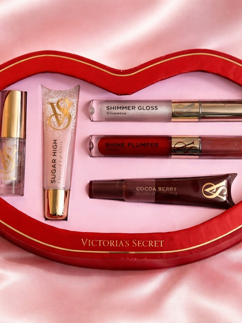 Victoria's Secret Lip Gloss & Plumper Kit — Red, Pink, Berry, Rose Gold